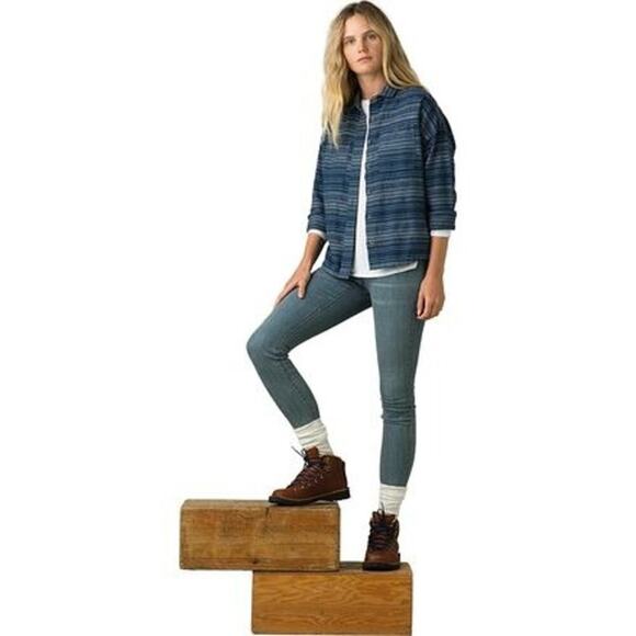 Prana Women's Front Button Dyri Shirt Long Sleeve Blue White Size Small - Picture 3 of 8